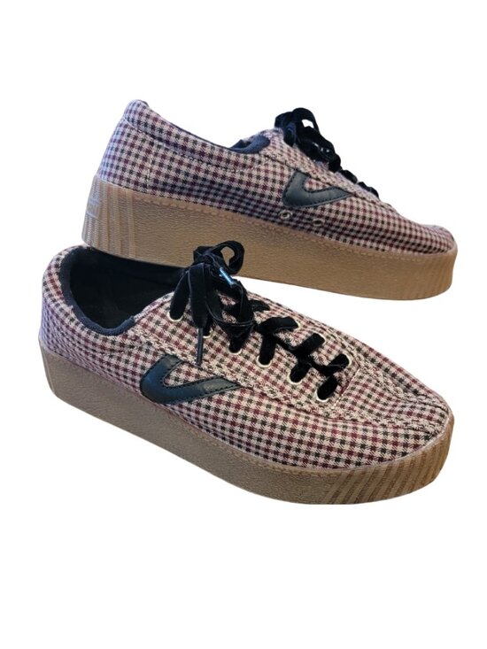 Tretorn Shoes - Tretorn NYLITE PLUS BOLD Burgundy Plaid Platform Sneakers Women